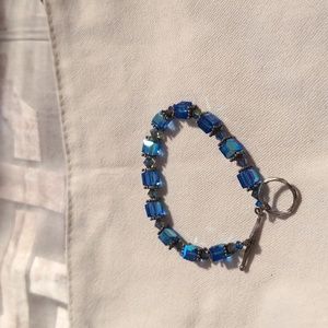 Blue crystal and silver bracelet